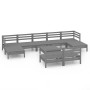 Garden furniture set 10 pieces solid gray pine wood by vidaXL, Garden sets - Ref: Foro24-3083361, Price: 453,42 €, Discount: %