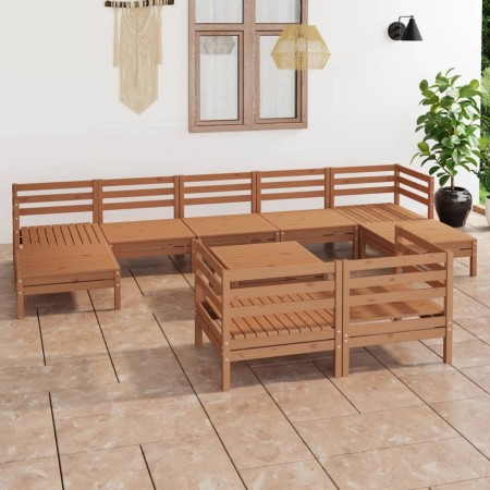 Set de muebles de jardín 10 pzas madera maciza pino marrón miel de vidaXL, Conjuntos de jardín - Ref: Foro24-3083382, Precio:...