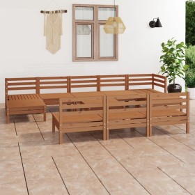 11-piece solid pine wood garden furniture set in honey brown. by vidaXL, Garden sets - Ref: Foro24-3083372, Price: 547,99 €, ...