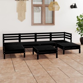 Gartenmöbel-Set 7-teilig aus massivem schwarzem Kiefernholz von vidaXL, Gartensets - Ref: Foro24-3083343, Preis: 340,99 €, Ra...