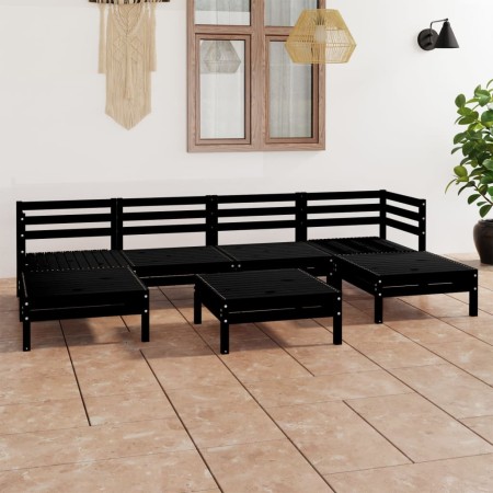 Garden furniture set 7 pieces solid black pine wood by vidaXL, Garden sets - Ref: Foro24-3083343, Price: 340,58 €, Discount: %