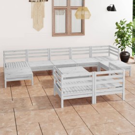 Gartenmöbel-Set 10-teilig aus massivem weißem Kiefernholz von vidaXL, Gartensets - Ref: Foro24-3083380, Preis: 505,99 €, Raba...