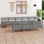 Garden furniture set 11 pieces solid gray pine wood by vidaXL, Garden sets - Ref: Foro24-3083371, Price: 537,39 €, Discount: %