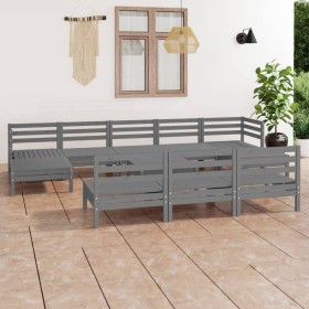 Garden furniture set 11 pieces solid gray pine wood by vidaXL, Garden sets - Ref: Foro24-3083371, Price: 538,99 €, Discount: %