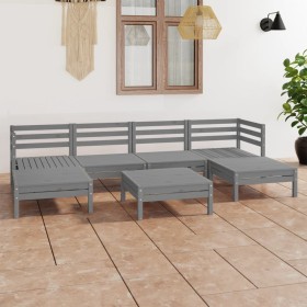 Gartenmöbel-Set 7-teilig aus massivem grauem Kiefernholz von vidaXL, Gartensets - Ref: Foro24-3083341, Preis: 345,99 €, Rabat...