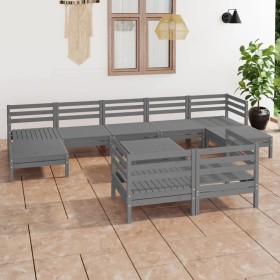 Gartenmöbel-Set 10-teilig aus massivem grauem Kiefernholz von vidaXL, Gartensets - Ref: Foro24-3083381, Preis: 507,99 €, Raba...