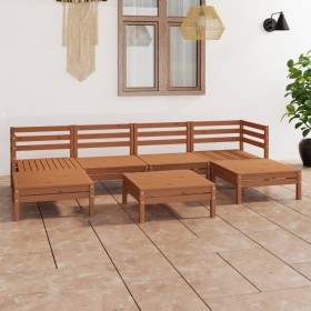 Set de muebles de jardín 7 pzas madera maciza pino marrón miel de vidaXL, Conjuntos de jardín - Ref: Foro24-3083342, Precio: ...