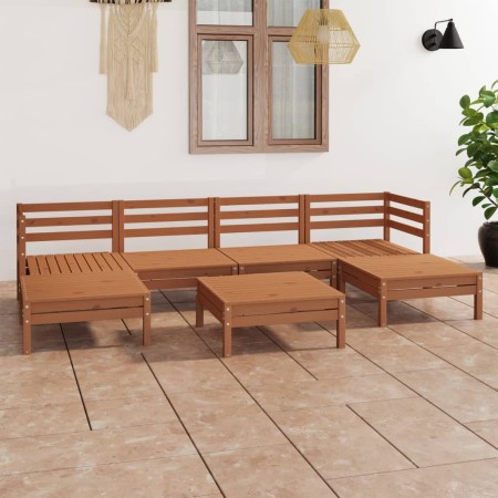 Gartenmöbel-Set 7-teilig aus massivem honigbraunem Kiefernholz von vidaXL, Gartensets - Ref: Foro24-3083342, Preis: 355,81 €,...