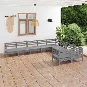 9-piece solid pine wood garden furniture set in gray. by vidaXL, Garden sets - Ref: Foro24-3083256, Price: 456,99 €, Discount: %