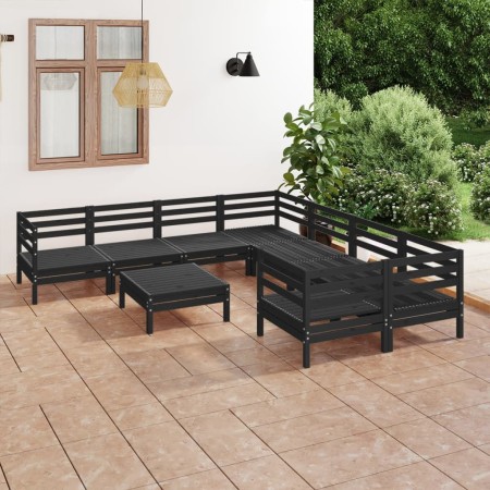 Garden furniture set 9 pieces solid black pine wood by vidaXL, Garden sets - Ref: Foro24-3083253, Price: 406,38 €, Discount: %