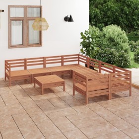 Juego muebles de jardín 9 piezas madera maciza pino marrón miel de vidaXL, Conjuntos de jardín - Ref: Foro24-3083252, Precio:...