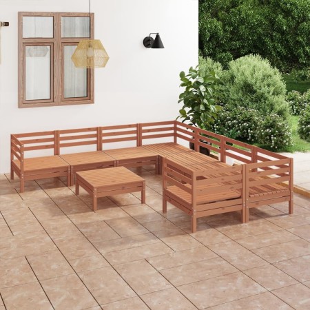 Gartenmöbel-Set 9-teilig aus massivem honigbraunem Kiefernholz von vidaXL, Gartensets - Ref: Foro24-3083252, Preis: 402,08 €,...