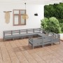 Gartenmöbel-Set 10-teilig aus massivem grauem Kiefernholz von vidaXL, Gartensets - Ref: Foro24-3083266, Preis: 488,57 €, Raba...