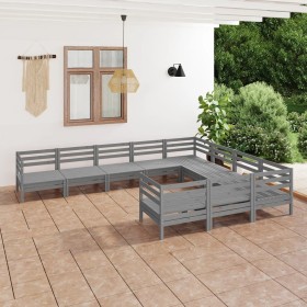 Garden furniture set 10 pieces solid gray pine wood by vidaXL, Garden sets - Ref: Foro24-3083266, Price: 488,99 €, Discount: %