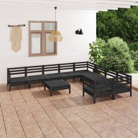 Juego de muebles de jardín 10 pzas madera de pino maciza negro de vidaXL, Conjuntos de jardín - Ref: Foro24-3083263, Precio: ...