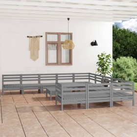 Gartenmöbel-Set 12-teilig aus massivem grauem Kiefernholz von vidaXL, Gartensets - Ref: Foro24-3083291, Preis: 588,64 €, Raba...