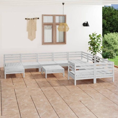 Gartenmöbel-Set 11-teilig aus massivem weißem Kiefernholz von vidaXL, Gartensets - Ref: Foro24-3083300, Preis: 514,99 €, Raba...