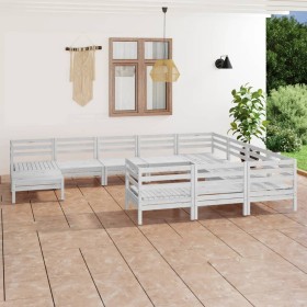 Gartenmöbel-Set 11-teilig aus massivem weißem Kiefernholz von vidaXL, Gartensets - Ref: Foro24-3083305, Preis: 483,99 €, Raba...