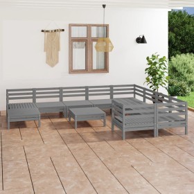 Gartenmöbel-Set 11-teilig aus massivem grauem Kiefernholz von vidaXL, Gartensets - Ref: Foro24-3083301, Preis: 530,63 €, Raba...