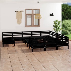 12-teiliges Gartenmöbel-Set aus massivem Kiefernholz schwarz von vidaXL, Gartensets - Ref: Foro24-3083313, Preis: 591,99 €, R...