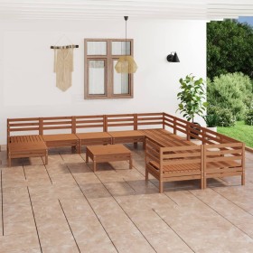 Garden furniture set 12 pieces solid honey brown pine wood by vidaXL, Garden sets - Ref: Foro24-3083322, Price: 644,99 €, Dis...