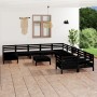 Juego de muebles de jardín 12 pzas madera de pino maciza negro de vidaXL, Conjuntos de jardín - Ref: Foro24-3083323, Precio: ...