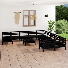 Gartenmöbel-Set 12-teilig, schwarzes massives Kiefernholz von vidaXL, Gartensets - Ref: Foro24-3083323, Preis: 591,99 €, Raba...