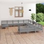 Juego de muebles de jardín 12 piezas madera maciza de pino gris de vidaXL, Conjuntos de jardín - Ref: Foro24-3083326, Precio:...