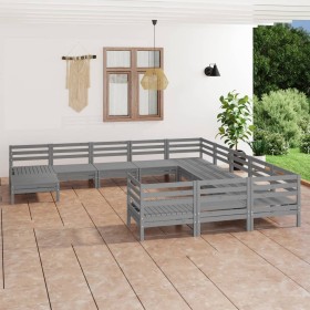 12-piece solid gray pine wood garden furniture set by vidaXL, Garden sets - Ref: Foro24-3083326, Price: 551,99 €, Discount: %