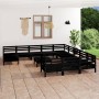 Juego de muebles de jardín 13 pzas madera de pino maciza negro de vidaXL, Conjuntos de jardín - Ref: Foro24-3083333, Precio: ...