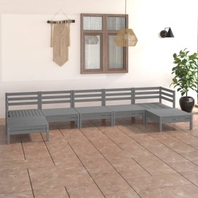 Gartenmöbel-Set 7-teilig aus massivem grauem Kiefernholz von vidaXL, Gartensets - Ref: Foro24-3083346, Preis: 351,99 €, Rabat...