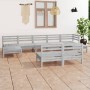 Gartenmöbel-Set 9-teilig aus massivem weißem Kiefernholz von vidaXL, Gartensets - Ref: Foro24-3083355, Preis: 440,04 €, Rabat...