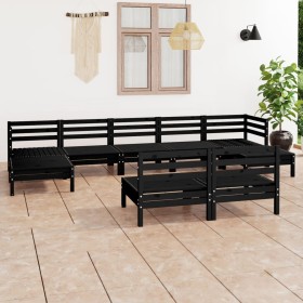 9-teiliges Gartenmöbel-Set aus massivem Kiefernholz schwarz von vidaXL, Gartensets - Ref: Foro24-3083358, Preis: 439,70 €, Ra...