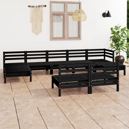 9-teiliges Gartenmöbel-Set aus massivem Kiefernholz schwarz von vidaXL, Gartensets - Ref: Foro24-3083358, Preis: 438,99 €, Ra...