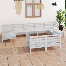 Gartenmöbel-Set 9-teilig aus massivem weißem Kiefernholz von vidaXL, Gartensets - Ref: Foro24-3083375, Preis: 422,16 €, Rabat...