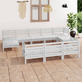 10-teiliges Gartenmöbel-Set aus massivem Kiefernholz weiß von vidaXL, Gartensets - Ref: Foro24-3083385, Preis: 475,41 €, Raba...