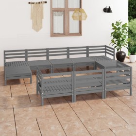 Garden furniture set 10 pieces solid gray pine wood by vidaXL, Garden sets - Ref: Foro24-3083386, Price: 405,02 €, Discount: %