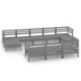 Garden furniture set 10 pieces solid gray pine wood by vidaXL, Garden sets - Ref: Foro24-3083386, Price: 404,76 €, Discount: %