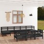 Gartenmöbel-Set 11-teilig aus massivem schwarzem Kiefernholz von vidaXL, Gartensets - Ref: Foro24-3083393, Preis: 445,24 €, R...