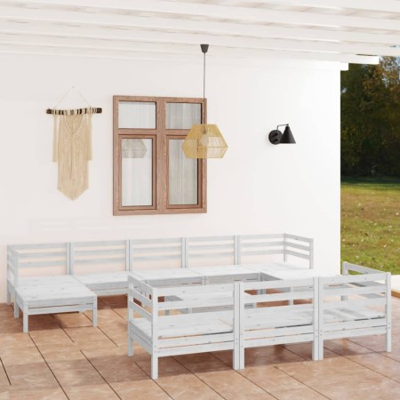 Gartenmöbel-Set 11-teilig aus massivem weißem Kiefernholz von vidaXL, Gartensets - Ref: Foro24-3083390, Preis: 507,38 €, Raba...