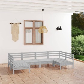 Gartenmöbel-Set 6-teilig aus massivem weißem Kiefernholz von vidaXL, Gartensets - Ref: Foro24-3083395, Preis: 312,99 €, Rabat...