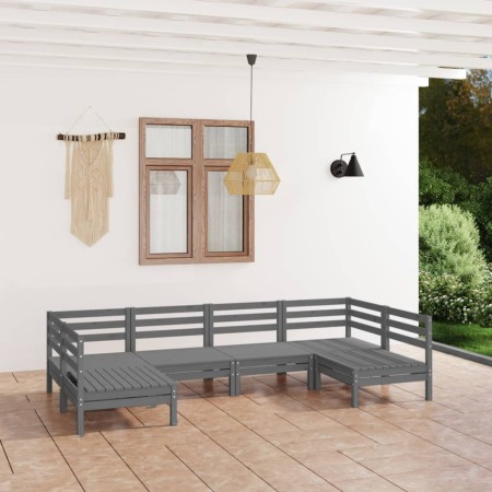 Gartenmöbel-Set 6-teilig aus massivem grauem Kiefernholz von vidaXL, Gartensets - Ref: Foro24-3083396, Preis: 312,19 €, Rabat...