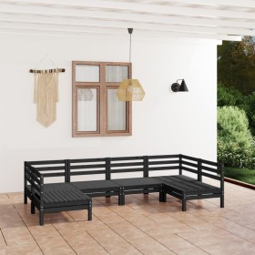 6-teiliges Gartenmöbel-Set aus massivem Kiefernholz schwarz von vidaXL, Gartensets - Ref: Foro24-3083398, Preis: 308,99 €, Ra...