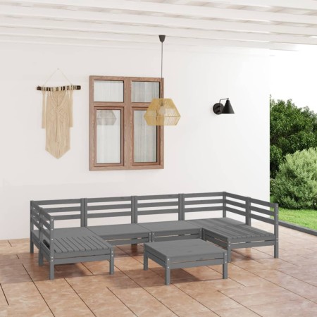 7-teiliges Gartenmöbel-Set Kiefernholz massiv grau von vidaXL, Gartensets - Ref: Foro24-3083401, Preis: 301,05 €, Rabatt: %