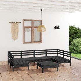 Garden furniture set 7 pieces solid black pine wood by vidaXL, Garden sets - Ref: Foro24-3083403, Price: 297,99 €, Discount: %