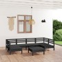 Juego de muebles de jardín 7 pzas madera maciza de pino negro de vidaXL, Conjuntos de jardín - Ref: Foro24-3083403, Precio: 2...