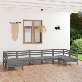 Garden furniture set 7 pieces solid gray pine wood by vidaXL, Garden sets - Ref: Foro24-3083406, Price: 339,54 €, Discount: %