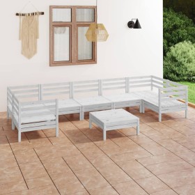 Gartenmöbel-Set 8-teilig aus massivem weißem Kiefernholz von vidaXL, Gartensets - Ref: Foro24-3083530, Preis: 351,99 €, Rabat...