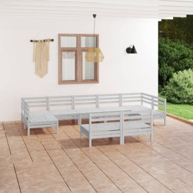 Garden table and high stools 9 pieces solid white pine wood by vidaXL, Garden sets - Ref: Foro24-3083435, Price: 419,75 €, Di...