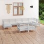 Gartentisch und Hochhocker 9-teilig aus massivem weißem Kiefernholz von vidaXL, Gartensets - Ref: Foro24-3083475, Preis: 435,...